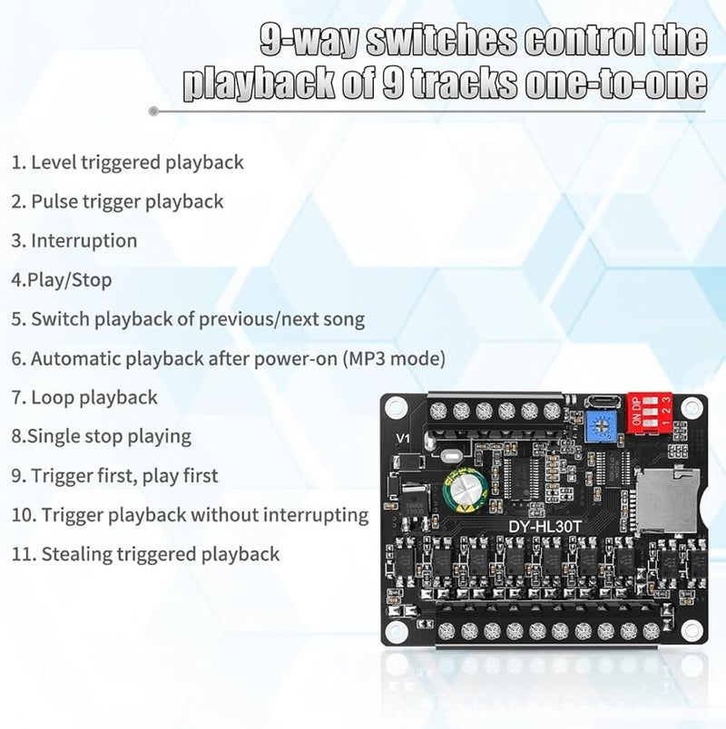 30W Digital Voice Recorder Module with Playback High Fidelity Sound Control TF Card Support - Image 3